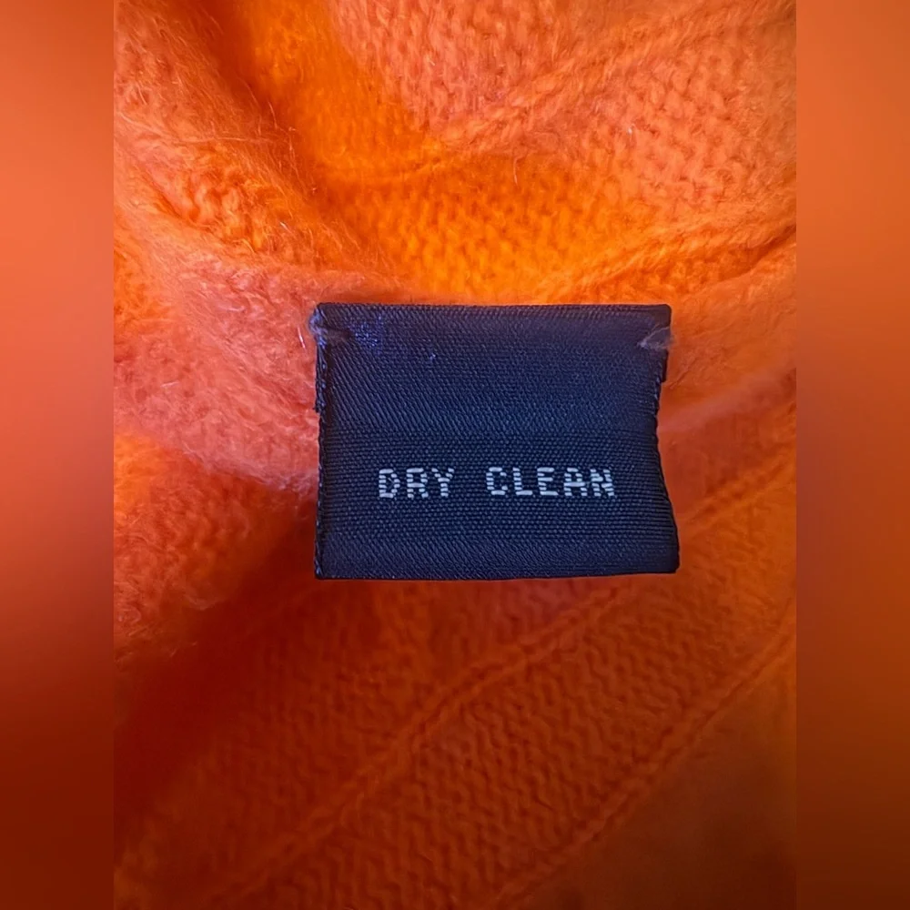 Polo Ralph Lauren Orange 100% Cashmere Cable Knit Crewneck Sweater Mens Size XL - Picture 6 of 6